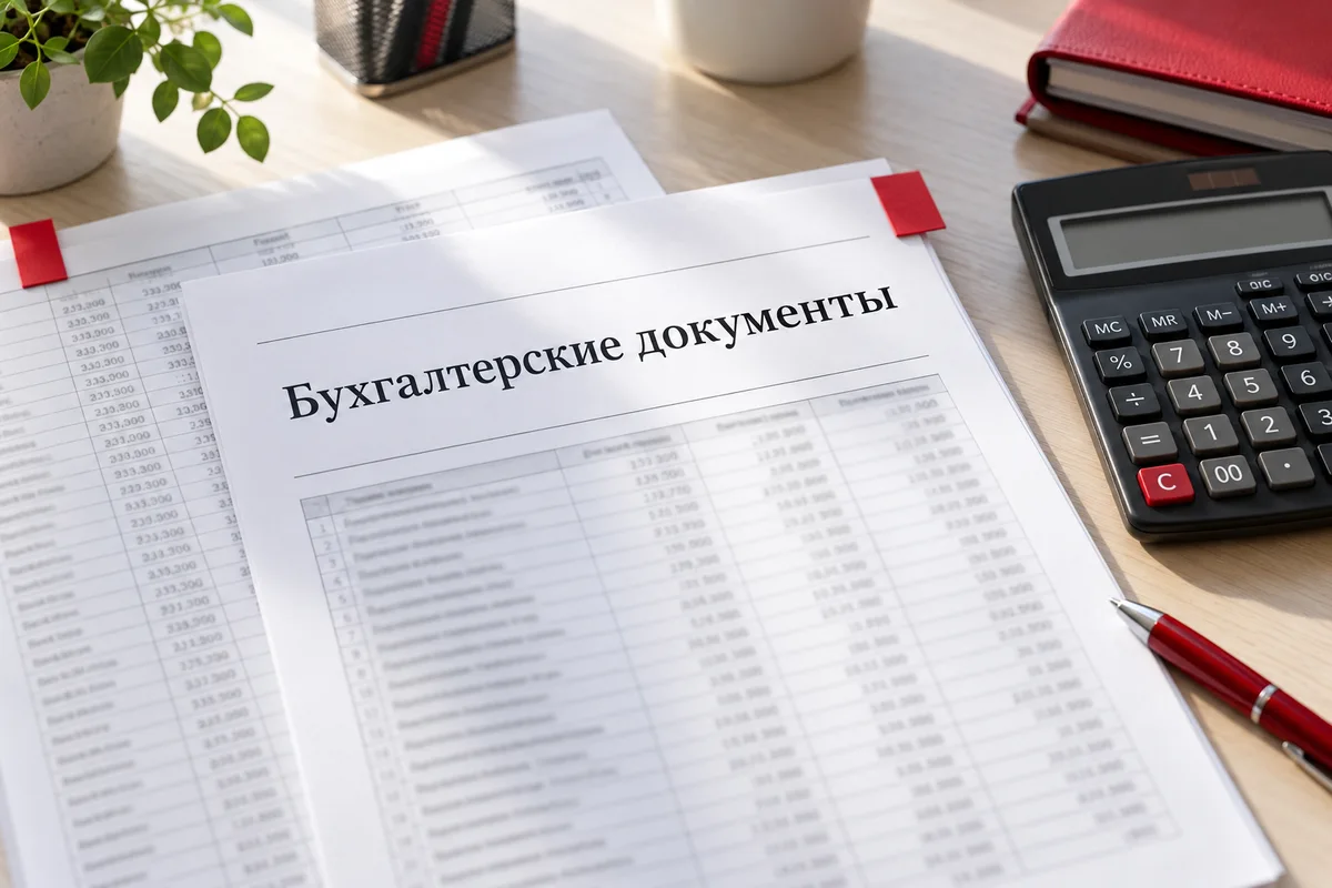 Обезличенные бухгалтерские таблицы, калькулятор и лист для перевода