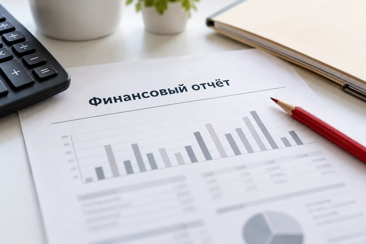 Обезличенный финансовый отчёт с таблицей и карандашом
