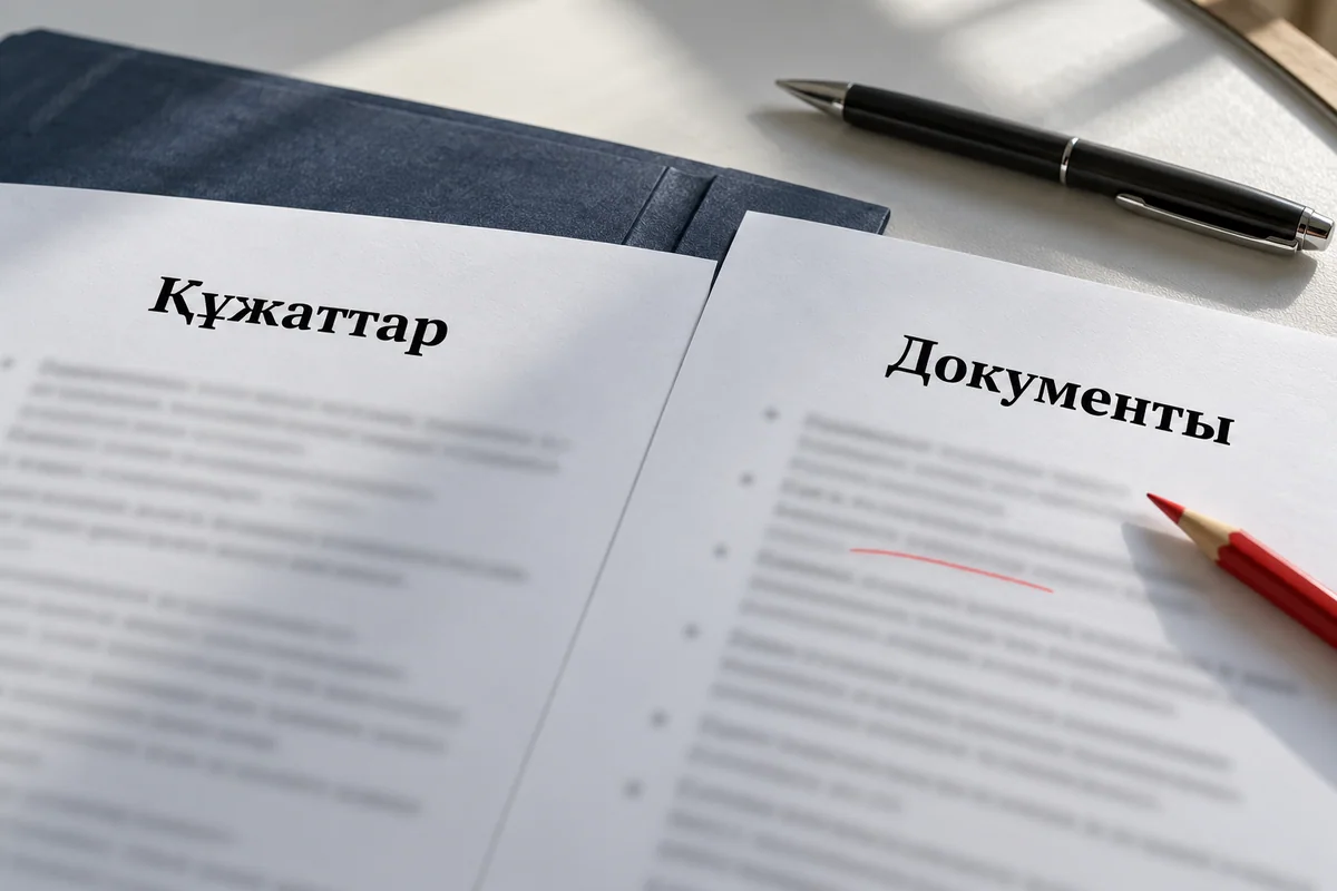 Казахский и русский тексты рядом для сверки
