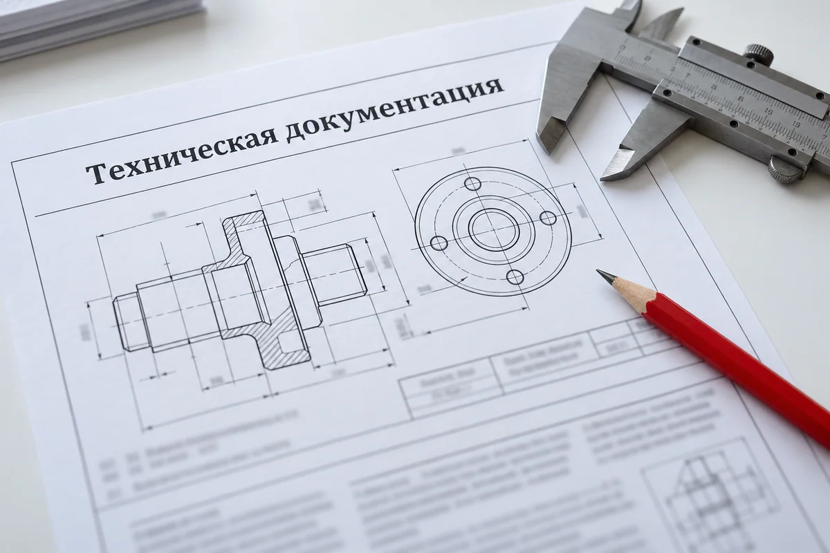 Техническая инструкция с чертежом и обозначениями