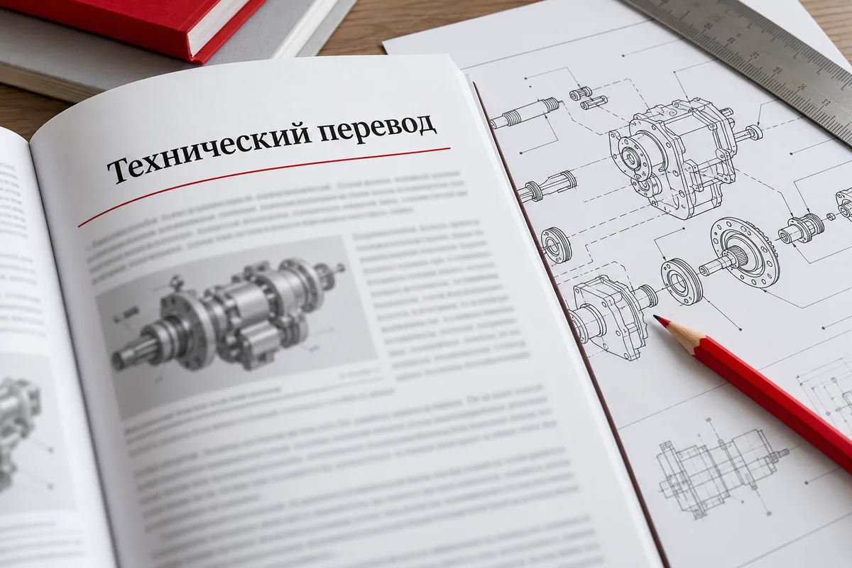 Технический материал и чертёж для перевода